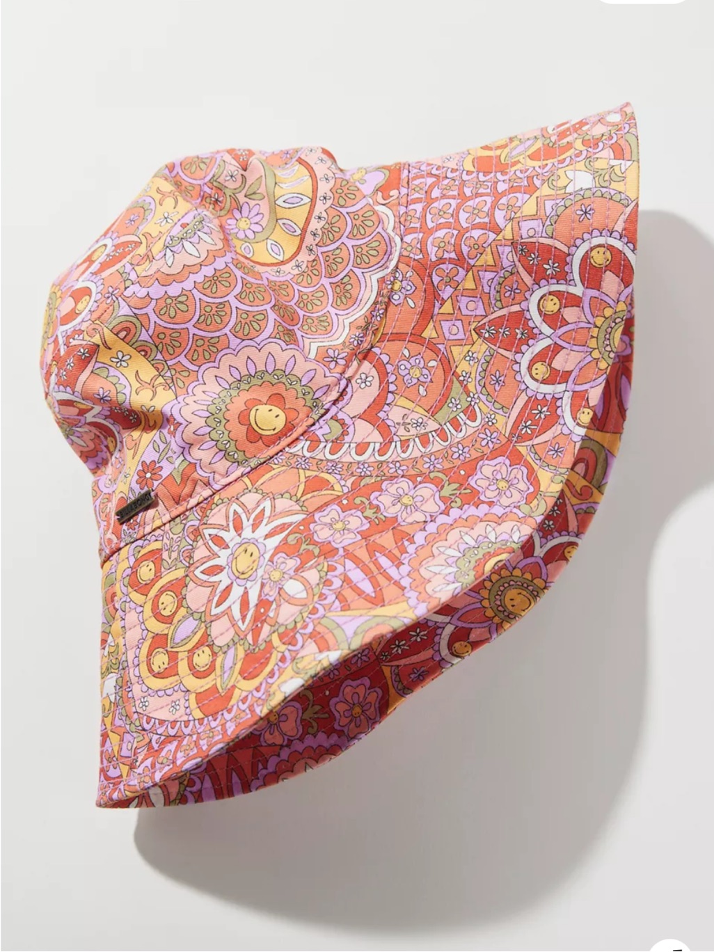 Billabong X Smiley Bucket Hat Cotton Pink Yellow
